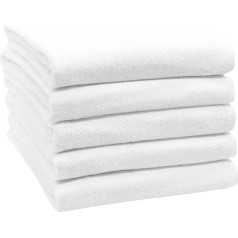 ZOLLNER Set of 5 Bath Towels, 100 x 150 cm, Cotton, White