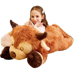 IKASA Large Highland Cow Cuddly Toy Giant Soft Toy, 85 cm Large Plush Toy, Giant Plush Toy, Jumbo Plush Toy, Gift for Children