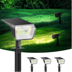 Linkind Solar Lights Sp004 Divu krāsu 3 gabaliņu saules prožektors ar kustības sensoru, 3000 K un 6500 K, 60 LED āra dārza prožektors ar nepārtrauktu gaismu un uzlādes indikatoru, IP67