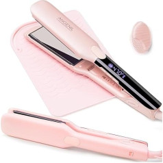 ANGENIL Pro Titan Flat Iron Hair Straightener 4.5 cm Wide, Salon Grade Dual Voltage Straightening and Curler 2-in-1 with Heat-resistant Silicone Mat, Adjustable Temperature 160°C - 240°C, 15s Fast