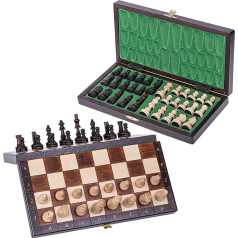 Square - Schach Schachspiel - MAGNETISCHE LUX- 28 x 28 cm - Schachfiguren & Schachbrett aus Holz