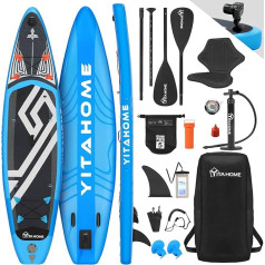 YITAHOME Stand Up Paddling Board SUP dēlis SUP dēlis Piepūšamās Stand Up airis Maksimālā slodze 200 kg ar 2 stikla šķiedras airi Kajaka sēdeklis Pārnēsāt soma Ūdensnecaurlaidīgs soma Gaisa sūknis