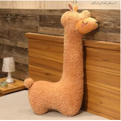 TRENSETGO 130 cm Alpaca Plush Toy, Cuddly Toy with Long Neck, Side Sleeper Pillow, Home Decoration, Stuffed Toy, Cartoon Animal, Lama, Gift for Girlfriend, Children, Boyfriend, Lover (Brown)