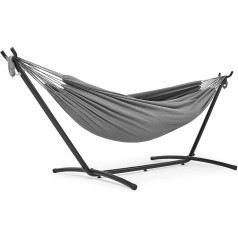 Mondeer Hammock with Hammock Frame, Double Cotton with Frame for 2 People, Portable Outdoor & Indoor Patio Yard Garden, Load Capacity up to 200 kg, Grey