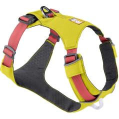 RUFFWEAR Hi & Light suņu siksna, bez vilkšanas siksna maziem, vidējiem, lieliem un XL suņiem. Pilnībā regulējamas, vieglas, vieglās siksnas ar alumīnija pavadas stiprinājuma portālu un identifikācijas maisiņu, zaļš lišenais (XS, 43-56 cm).