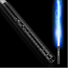 InLoveArts Gaismas zobens, RGB 7 krāsu lāzera zobens ar metāla rokturi, Force FX Duel Lightsaber, rotaļlieta pieaugušajiem un bērniem (77 cm, melns)