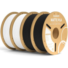 ELEGOO Matte PLA Filament Matte Black & White 4 kg, 1,75 mm 3D printera filaments, izmēra precizitāte +/- 0,02 mm, iepakojumā 4 1 kg kartona spole (2,2 lbs) vairumam FDM 3D printeru