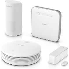 Bosch Smart Home Starter-Paket Sicherheit II, zuverlässiger Schutz bei Brandgefahr und Einbruch, saderīgs ar Apple Homekit, Amazon Alexa un Google Assistant