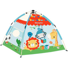 DQB DeQUBE Fisher Price bērnu telts saliekama XL ar sānu grozu un 20 bumbām 64 x 42 x 82 cm (Deqube 920D00175)