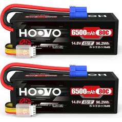 HOOVO 4S Lipo akumuliatorius 14,8 V 6500 mAh 80C RC akumuliatorius EC5 Plug Hard Case for RC Car Truck Buggy RC Quadcopter Helicopter Aeroplane Racing Drone (Pack of 2)