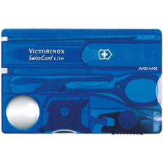 VICTORINOX Schweizer Taschenmesser, Swiss Card Lite, 13 Funktionen, Multitool mit Spitzklinge, Schraubendreher 5 mm, Schere, Blau