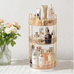 misognare Drehbarer Make-up-Organizer, große Kapazität, Hautpflege-Organizer, drehendes Kosmetik-Aufbewahrungsregal für Schminktisch, Schlafzimmer, Badezimmer, Küche (3 Ebenen)