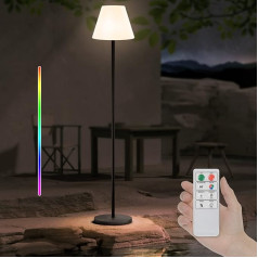 GGII Solārā grīdas lampa āra gaismām, spilgtuma regulēšanas iespēja, LED grīdas lampa āra gaismām ar gaismas sensoru, silti balta un RGB krāsas, akumulatora grīdas lampa, bezvadu USB uzlādējama terasei, dārzam