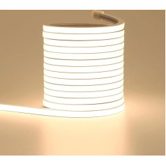 TOPAI LED sloksne 5 m silti balta ūdensizturīga IP67, 24 V šaura 6 x 6 mm neona LED sloksne 3000 K Āra lietošana DIY elastīga LED sloksne, ko var sagriezt pēc izmēra virtuves dzīvojamās istabas dekorēšanai