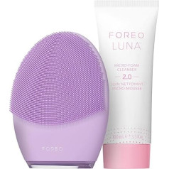 FOREO Clean Balance Luna 4 Sensitive komplekts - sejas tīrīšanas birste līdzsvarotai ādai + Luna Micro-Foam Cleanser 2.0, 100 ml - nostiprinošs masāžas līdzeklis