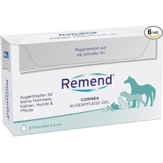 REMEND Cornea Augenpflege-Gel - reģenerierende Augentropfen bei Hornhautschädigungen - sanfte Augenpflege für Hunde, Katzen, Pferde & kleine Heimtiere - 6 x 3 ml