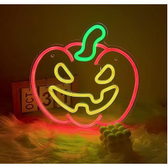 Gaoxun Halloween ķirbju neona zīme, 30x30cm, LED neona zīmes sienu apdare, USB strāvas Jack-O laternas formas Decor neona gaisma ar slēdzi, fona apgaismojuma zīme Halloween,