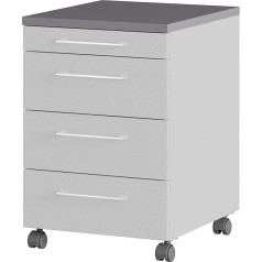 Rolling Container with Four Drawers, Utensil Compartment and Lockable Castors, Light Grey/Graphite, 42 x 61 x 49 cm (W x H x D)