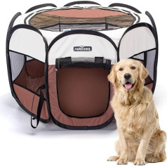 Nobleza - Puppy Playpen, Foldable for Dogs, Oxford Waterproof Playpen, Animal Playpen for Dogs, Rabbits, Guinea Pigs, Cats for Indoor or Outdoor Use, 125 x 125 x 58 cm (Brown)