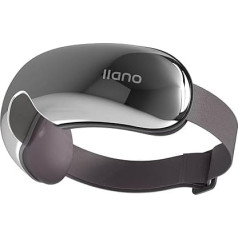 llano acu masāžas aparāts ar siltuma, vibrācijas funkciju, integrētu Bluetooth, 4 režīmiem, caurspīdīgu displeju, ergonomisku 3D dizainu un salokāms (spīdīgi pelēks)