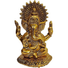 Purpledip balta metāla statuete Kungs Ganeša (Ganpathi, Vinayaka) ar Čakru Skaista sakne/Avatar/Mudra elks (10928)