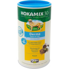 GRAU - das Original - HOKAMIX30 Derma, bei Hautproblemen, für glänzendes Fell und gesunde Haut, 1er Pack (1 x 750 g), Ergänzungsfuttermittel für Hunde