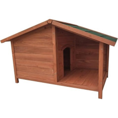 Fornord Mon Jardin Hundehütte mit Terrasse aus Tanne, 102 x 64 x 65 cm