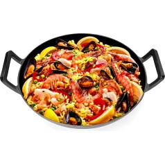 GFTIME čuguna panna Wok ar diametru 36 cm, paredzēta grila grilam, grilam, indukcijas grilam, Fire, čuguna panna Weber Spirit, Genesis Gourment System, Enders gāzes grilam, čuguna panna, iepakojumā 1 gab.