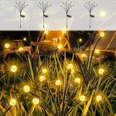 Moman Firefly Solar Garden Lights for Outdoors, Pack of 4 8 LED Fireflies Solar Plug Light Waterproof Solar Firefly (Bubble) 2 Modes 600 mAh Firefly LED Solar Lights Outdoor Garden