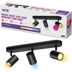 WiZ Tunable White Imageo 3er LED Spot, LED Leuchte mit warm- bis kaltweißem dimmbarem Licht, smarte Lichtsteuerung über WLAN per Stimme/App, schwarz