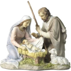 Biblegifts 19cm Marijas Jāzepa Jēzus Kristus piedzimšanas statuete Skaists Veronēzes dizains dāvanu kastītē