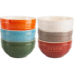 STAUB Ceramique Rainbow 400 ml graudaugu bļodas, servēšanas bļodas, deserta bļodas, jauktas krāsas, keramika, 12 cm, 6 gab. komplekts