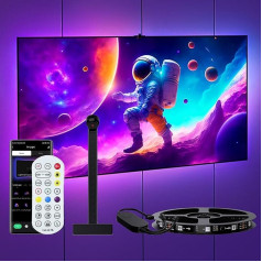 Liwqolx LED TV fona apgaismojums, RGBIC TV LED lente 5 m ar kameru, inteliģentā LED lente 75-85 collu TV un datora televizoriem, lietotņu vadība, mūzikas sinhronizācija