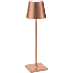 Zafferano Poldina Pro Dimmable LED galda lampa no alumīnija, aizsardzības klase IP54, iekštelpu/āra lietošanai, uzlādes stacija, augstums 38 cm, ES kontaktdakša (Copper Leaf)