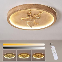 LED griestu gaisma Koka Dimmable guļamistabas lampa Modernā apaļā griestu lampa ar tālvadības pulti 43 cm Sveķu ragu dizains Griestu apgaismojums dzīvojamai istabai Virtuve Birojs Balkons Griestu gaisma Priekšnams