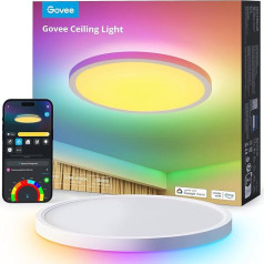 Govee RGBIC viedā griestu gaisma, 24 W diametrs 30 cm, LED griestu gaisma, LED griestu gaisma ar 16 miljoniem DIY krāsu, darbojas ar Alexa un Google Assistant, griestu gaisma guļamistabai, dzīvojamai istabai, viesistabai