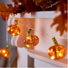 Lights4fun 20 LED Micro Halloween Fairy Lights Pumpkin Warm White Timer Battery