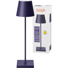 SIGOR Nuindie Dimmable LED akumulatora galda lampa iekštelpās un ārpus telpām IP54 Splash-Proof 38 cm augstums 38 cm uzlādējama ar Easy Connect 12 stundu apgaismojuma laiks Plūmju zils