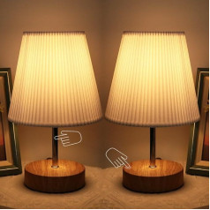 HSLighting Nakts lampu komplekts 2 galda lampu komplekts Touch Dimmable Control Modern LED galda lampa Retro ar spuldzīti Auduma toni lasīšanai Dzīvojamā istaba Bērnu istaba Guļamistaba Kafejnīca Bēšs