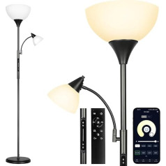 OUTON stāvlampa ar lasīšanas lampu, LED dimmējams gaismeklis, stāvlampa ar tālvadības pulti, skārienvadību un aplikāciju, 4 krāsu temperatūras, 1H taimeris, atmiņas funkcija, 2 x 9 W spuldzes, birojam guļamistabai