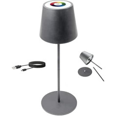 SCHWAIGER 658729 Galda lampa Atsevišķa stāvlampa RGB LED antracīta galda lampa Touch Control USB-C Dārza lampa IP44 Galda apgaismojums Restorāns Terase Balkons