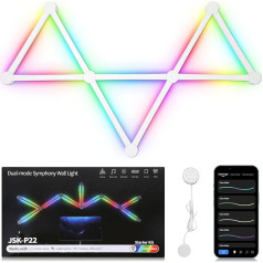 AGM 9 gaismu josla RGB Splicable LED sienas gaismas spēļu gaisma ar RGBW Magic krāsu maiņas gaismas lodītēm, WiFi un Bluetooth vadība, 16 miljoni RGB krāsu, LED apkārtējā gaisma dekorēšanai