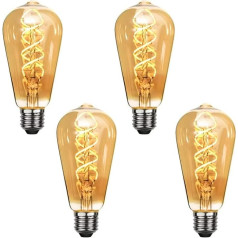 ST64 Edisona Vintage lampa Dimmable 6 W 2700 K E27 spuldze Antique Winding Lighting Equivalent to 60 W Filament Retro spuldze Ideāli piemērota nostaļģijai un retro apgaismojumam mājas kafejnīcā un bārā (4 gab.)