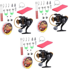 Toddmomy Pack of 3 Trolling spoles Catfishing spoles Karpu spoles Baitcaster Casting spoles Makšķerēšanas spoles ar salokāmu rokturi Makšķerēšanas spoles piekrastes makšķerēšanai ap metāla riteni