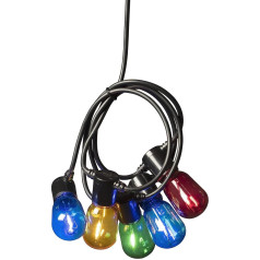 Konstsmide, 2387-500, LED Biergartenkette, bunt, 40 bunte Birnen / 80 warm weiße Dioden, 6V_Außentrafo, schwarzes Kabel, 40 Birnen