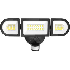 Meloght LED prožektors ar kustības sensoru āra 50 W, 4600 LM āra prožektors, 6500 K Cool White LED prožektors ar regulējamām 3 galvām, IP65 ūdensizturīgs LED prožektors garāžai, dārzam, terasei,