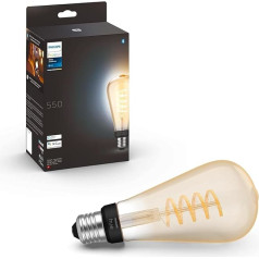 Philips Hue White Ambiance E27 Filament Giant Edison (550 lm), dimmējama LED lampa Hue apgaismes sistēmai ar visiem baltajiem toņiem, vieda gaismas vadība ar balsi un lietotni