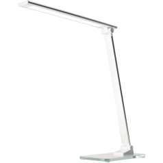 Unilux Popy LED galda lampa, 6 W galda lampa ar stikla pamatni, aptumšojama, USB ports birojam, viedtālruņa uzlādei, balta, 35 x 30 x 11 cm