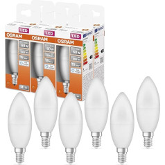 OSRAM LED Star Classic B60 LED spuldze E14 ligzdai, sveces forma, FR, 806 lūmeni, dienas gaiši balta (6500K), parasto 60 W kvēlspuldžu aizstājēja, bez apgaismojuma, 6 gab. iepakojumā