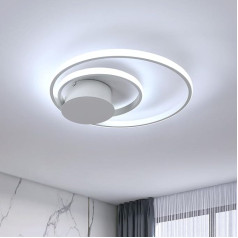 Dorlink LED griestu lampa guļamistabai 32 W 2880 LM, dubultā gredzenveida lampa viesistabai 6500 K Cool White, moderna balta pusdienu galda lampa, LED griestu lampa virtuvei, priekšnama griestu lampa, diametrs 40 cm